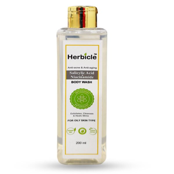 Herbicle 2% Salicylic Acid + Niacinamide Body Wash For Anti-acne & Anti Aging | 100% natural | For Oily Skin Type | 200 ml