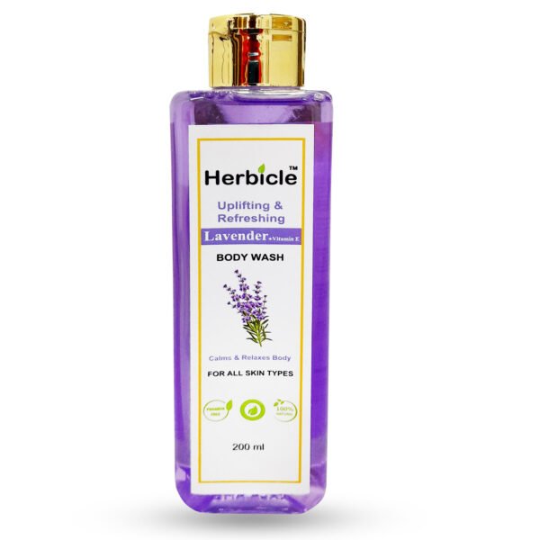 Herbicle Lavender +  Vitamin E Body Wash For Uplifting, Refreshing, Calms & Relaxes Body | 100% natural | For All Skin Types | 200 ml