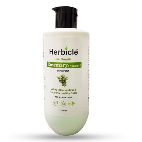 Herbicle Rosemary + Vitamin E Shampoo For Hair Growth, Calms Inflammation & Supports Healthy Scalp | 100% natural | For All Hair Types | 250 ml