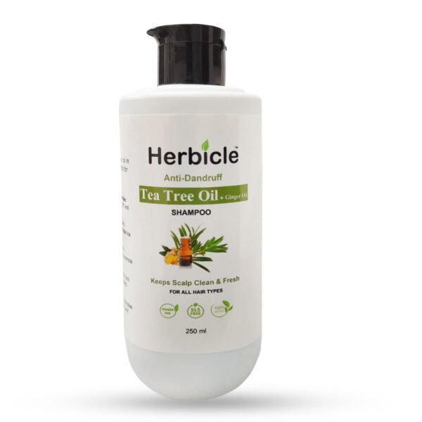 Herbicle Tea Tree Oil + Ginger Oil Shampoo For Anti Dandruff, Keep Scalp Clean & Fresh | 100% natural | For All Hair Types | 250 ml