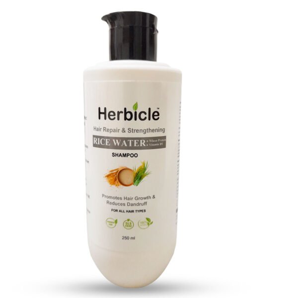 Herbicle Rice Water + Wheat Protein Vitamin B5 Shampoo for Hair Repair & Strengthening | 100% natural | For All Hair Types | 250 ml