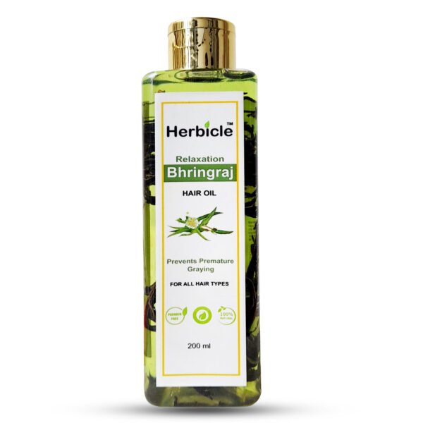 Herbicle Bhringraj Hair Oil For Relaxation & Prevents Premature Graying | 100% natural | For All Hair Types | 200 ml