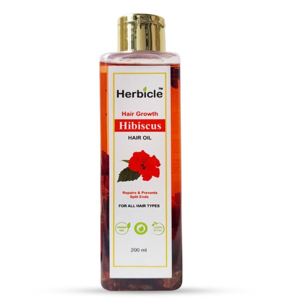 Herbicle Hibiscus Hair Oil For Hair Growth, Repairs & Split Ends | 100% natural | For All Hair Types | 200 ml