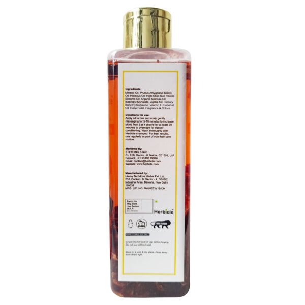 Herbicle Hibiscus Hair Oil For Hair Growth, Repairs & Split Ends | 100% natural | For All Hair Types | 200 ml - Image 2