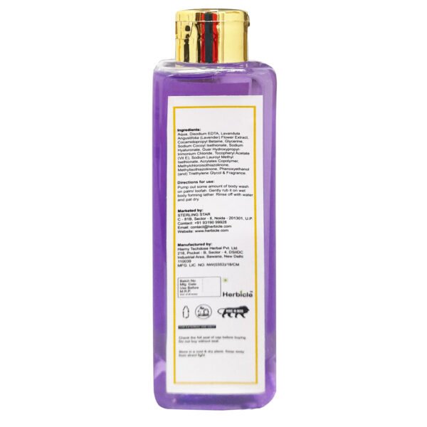 Herbicle Lavender +  Vitamin E Body Wash For Uplifting, Refreshing, Calms & Relaxes Body | 100% natural | For All Skin Types | 200 ml - Image 2