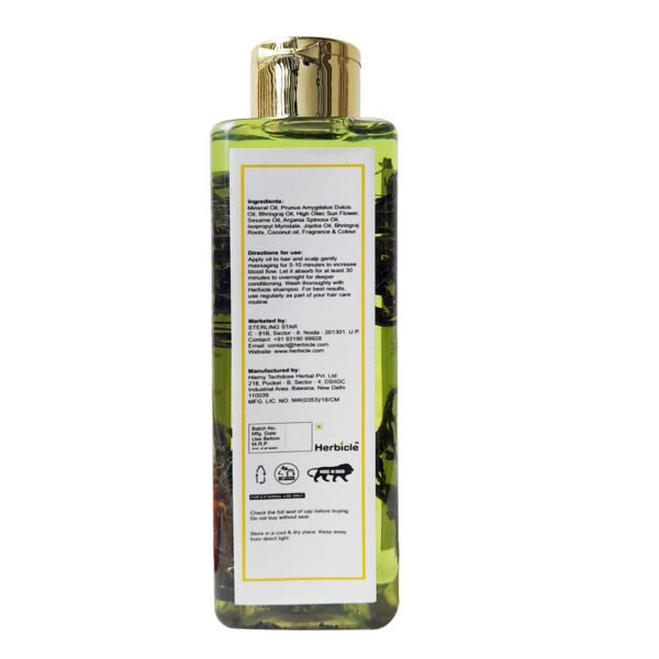 Herbicle Bhringraj Hair Oil For Relaxation & Prevents Premature Graying | 100% natural | For All Hair Types | 200 ml - Image 2