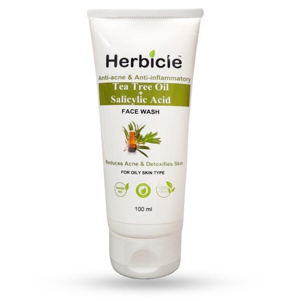Herbicle Tea Tree Oil + Salicylic Acid Face Wash For Reduces Acne & Detoxifies Skin| 100% natural | For All Oily Type | 100 ml