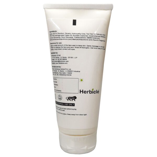 Herbicle Tea Tree Oil + Salicylic Acid Face Wash For Reduces Acne & Detoxifies Skin| 100% natural | For All Oily Type | 100 ml - Image 2