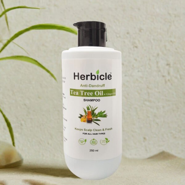 Herbicle Tea Tree Oil + Ginger Oil Shampoo For Anti Dandruff, Keep Scalp Clean & Fresh | 100% natural | For All Hair Types | 250 ml - Image 3