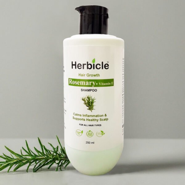 Herbicle Rosemary + Vitamin E Shampoo For Hair Growth, Calms Inflammation & Supports Healthy Scalp | 100% natural | For All Hair Types | 250 ml - Image 3