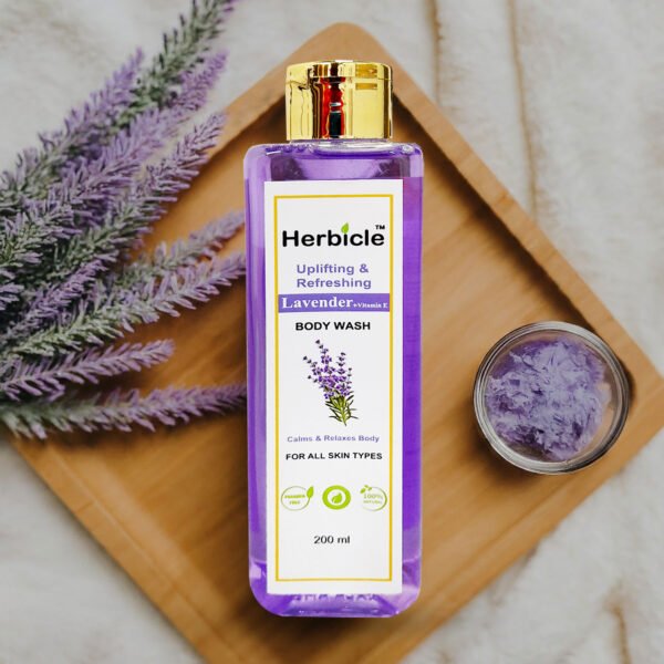 Herbicle Lavender +  Vitamin E Body Wash For Uplifting, Refreshing, Calms & Relaxes Body | 100% natural | For All Skin Types | 200 ml - Image 3