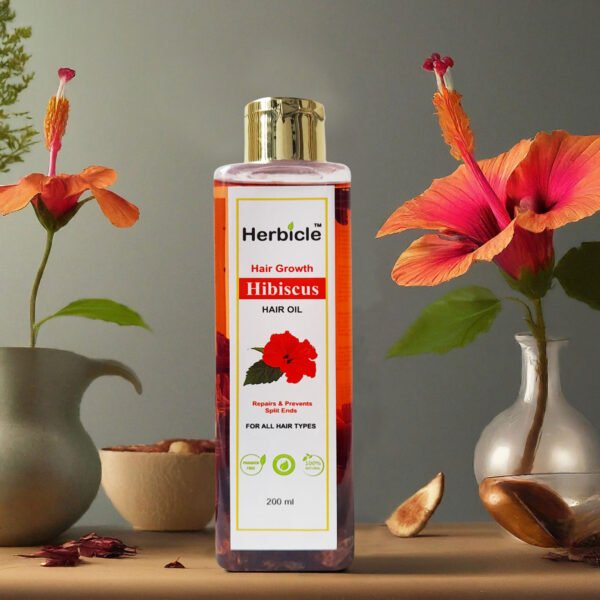 Herbicle Hibiscus Hair Oil For Hair Growth, Repairs & Split Ends | 100% natural | For All Hair Types | 200 ml - Image 3