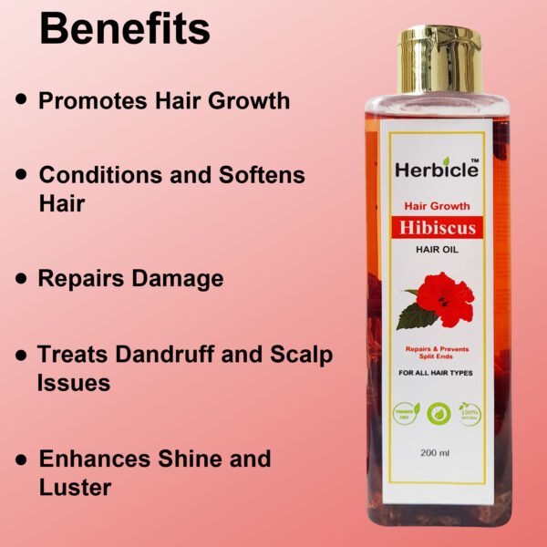 Herbicle Hibiscus Hair Oil For Hair Growth, Repairs & Split Ends | 100% natural | For All Hair Types | 200 ml - Image 4