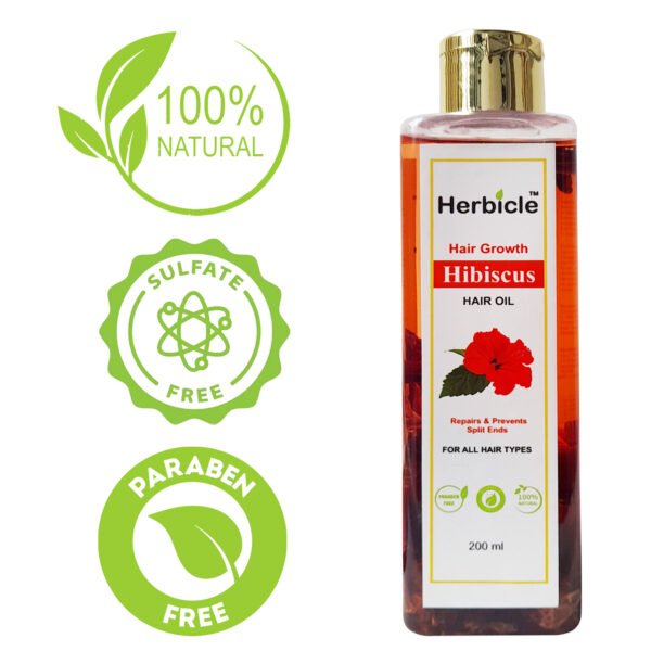 Herbicle Hibiscus Hair Oil For Hair Growth, Repairs & Split Ends | 100% natural | For All Hair Types | 200 ml - Image 5