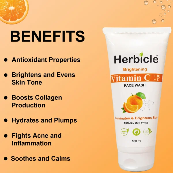 Herbicle Vitamin C + Vitamin B3 + Vitamin E Face Wash For Illuminates & Brightens Skin - Image 5