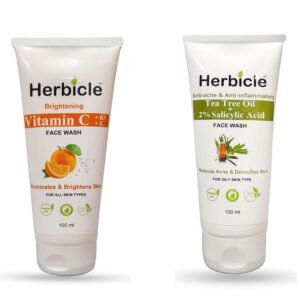 Herbicle Vitamin C + Vitamin B3 + Vitamin E and Tea Tree oil + 2% Salicylic Acid Face Wash | 100% natural | For All Skin Types | 100 ml